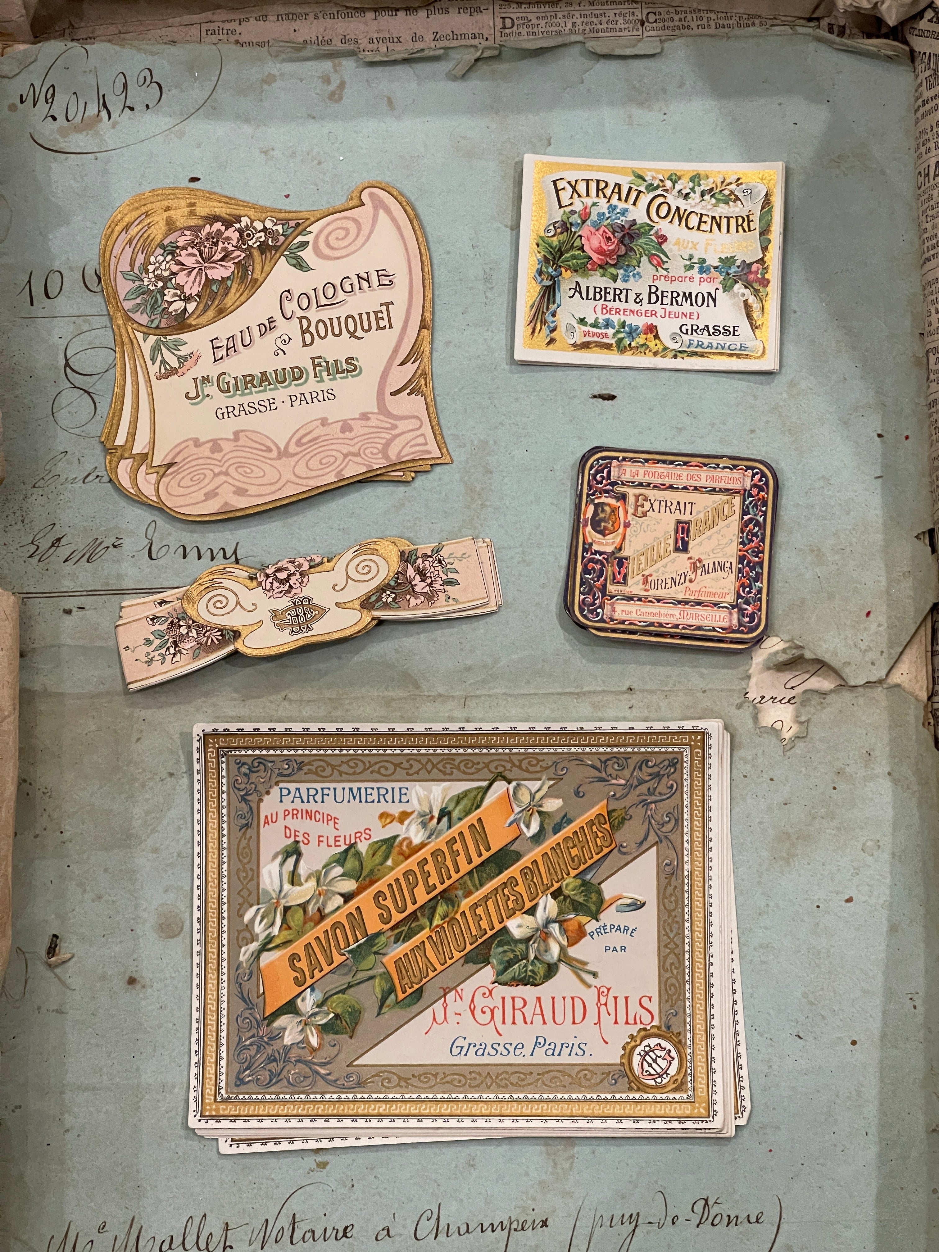 Antique Original French Perfume Labels - F