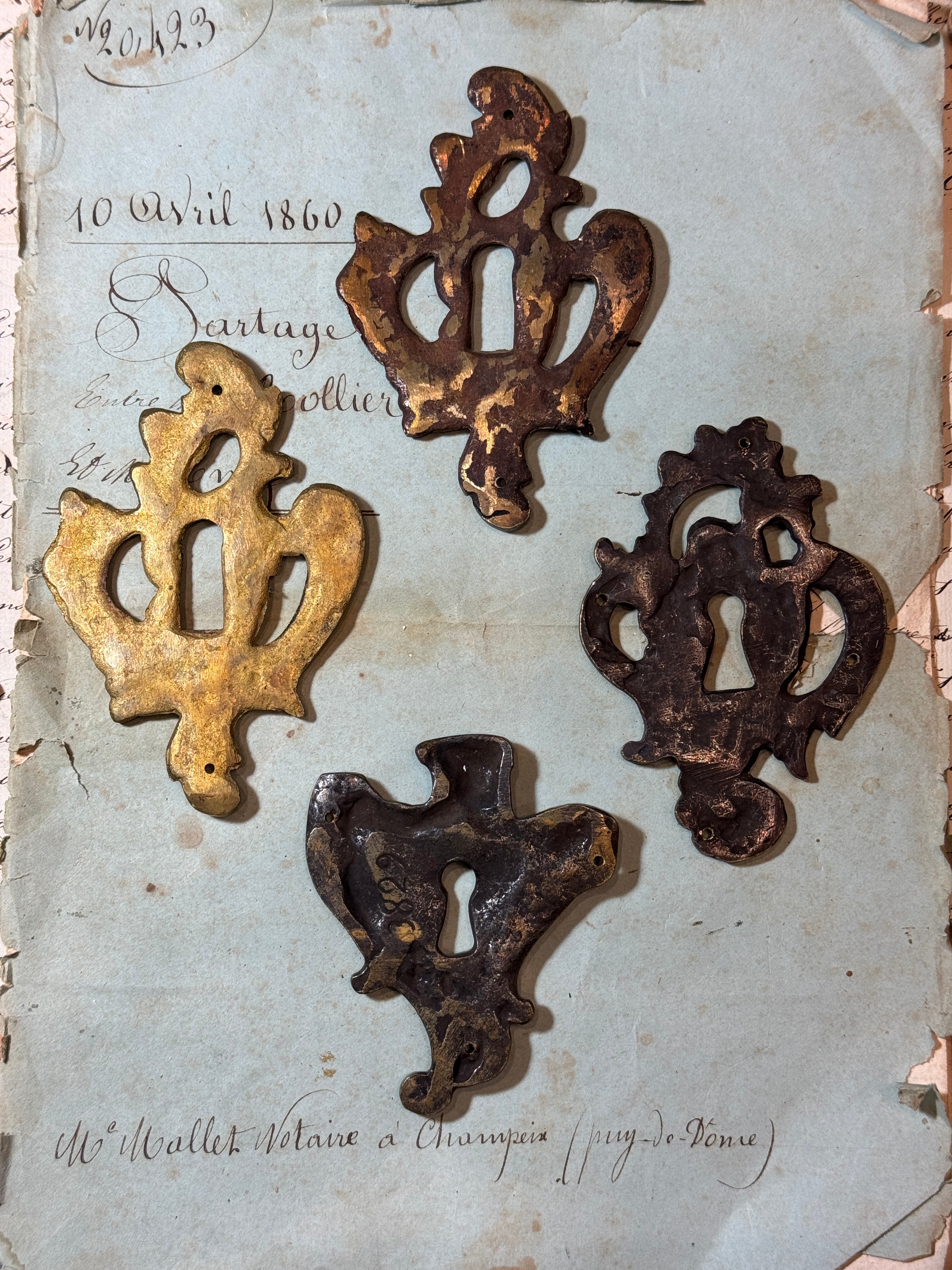 19th Century French Escutcheon Keyhole Covers - O2