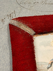 1800's French Religious Icon in Red Velvet