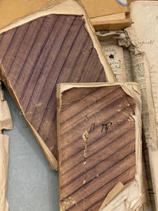 Antique 1814 & 1820 - French Deckled Edge Purple Candy Cane Striped Paste Paper Books