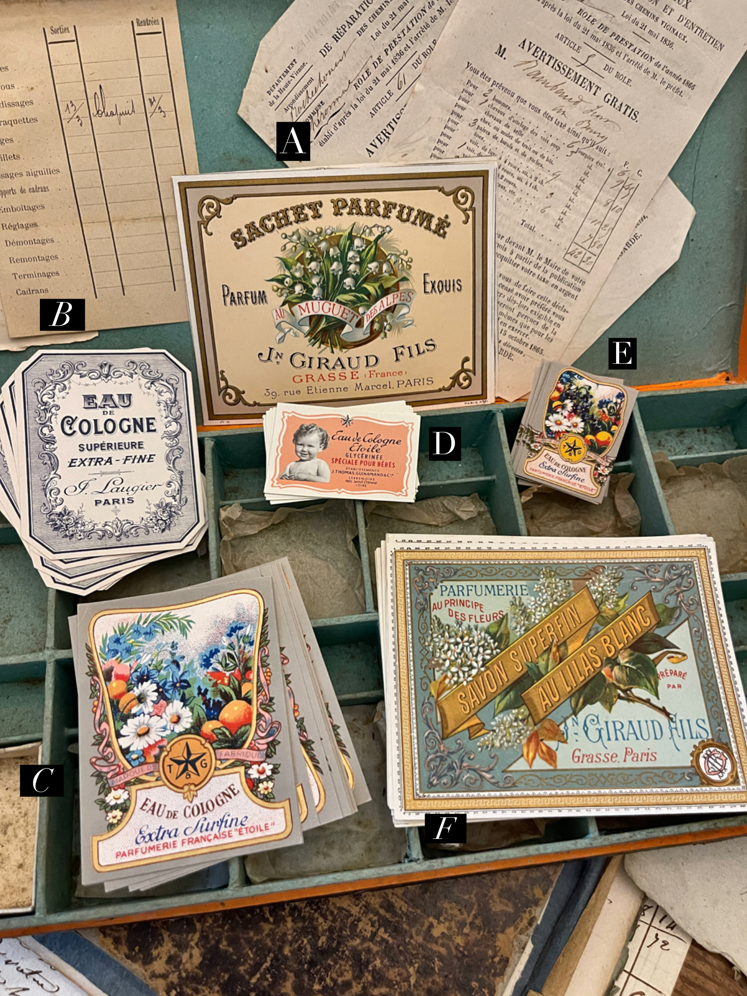 Antique Original French Perfume and Soap Labels - I