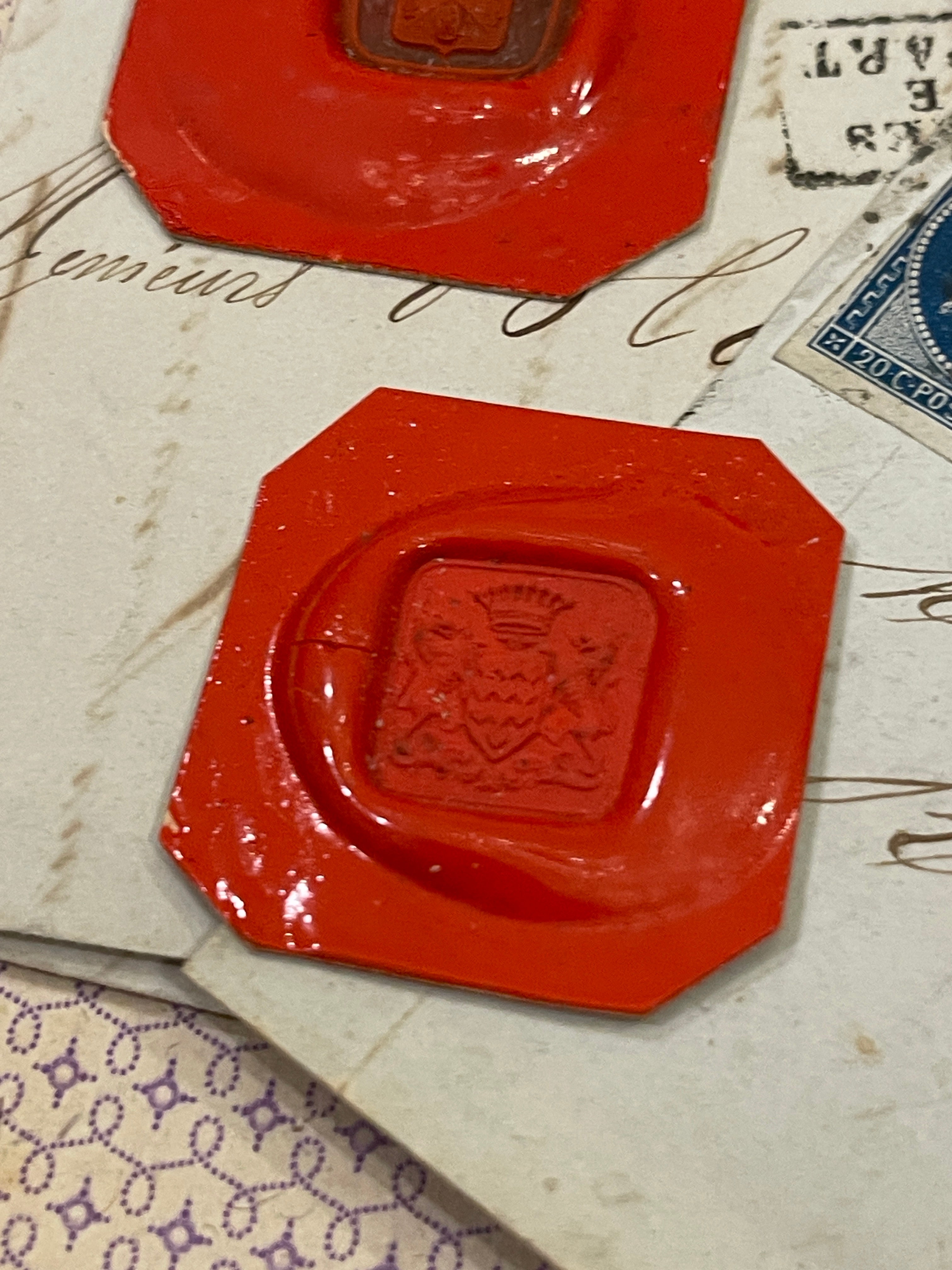 Rare Red Wax Seal Impressions - N