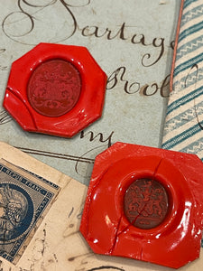 Rare Red Wax Seal Impressions - J