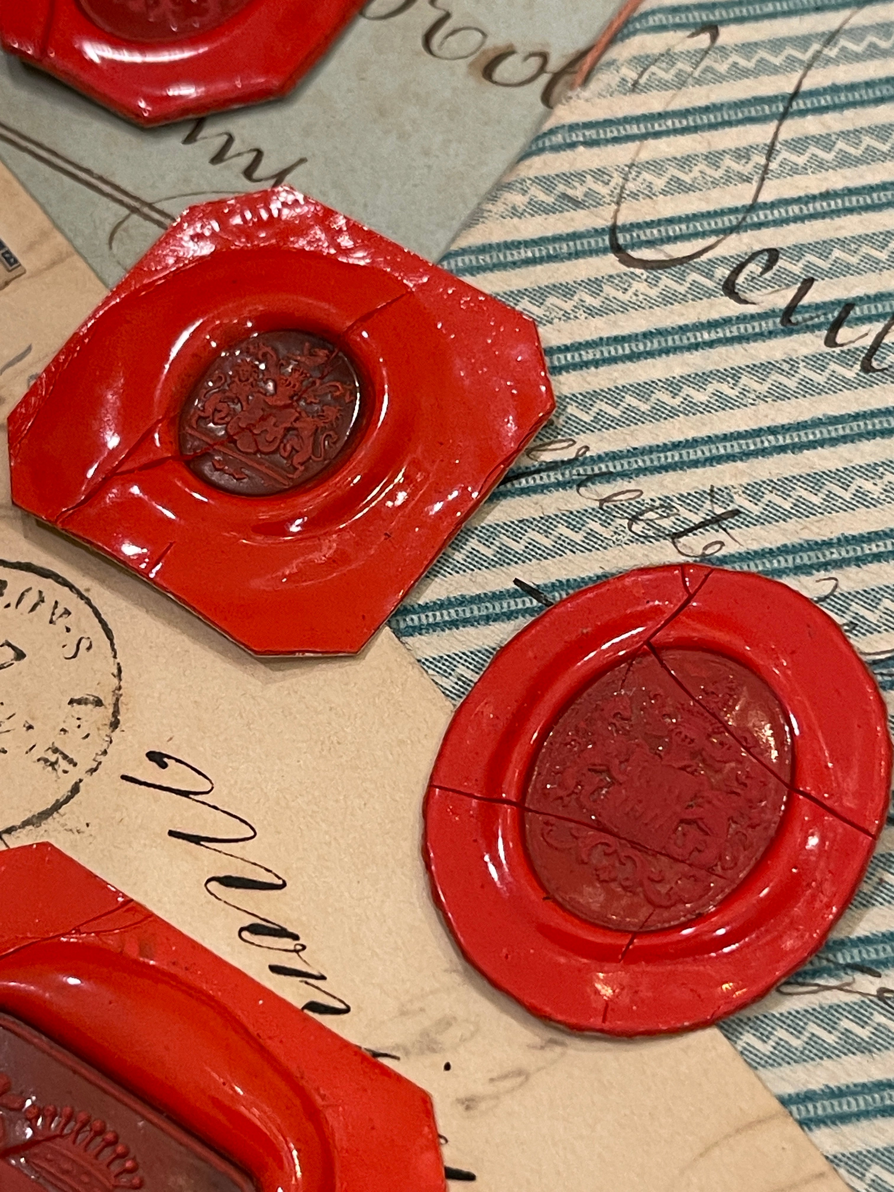 Rare Red Wax Seal Impressions - J