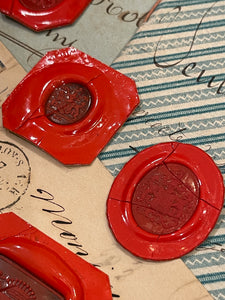 Rare Red Wax Seal Impressions - J