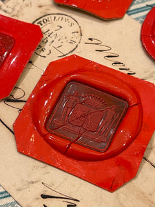Rare Red Wax Seal Impressions - J