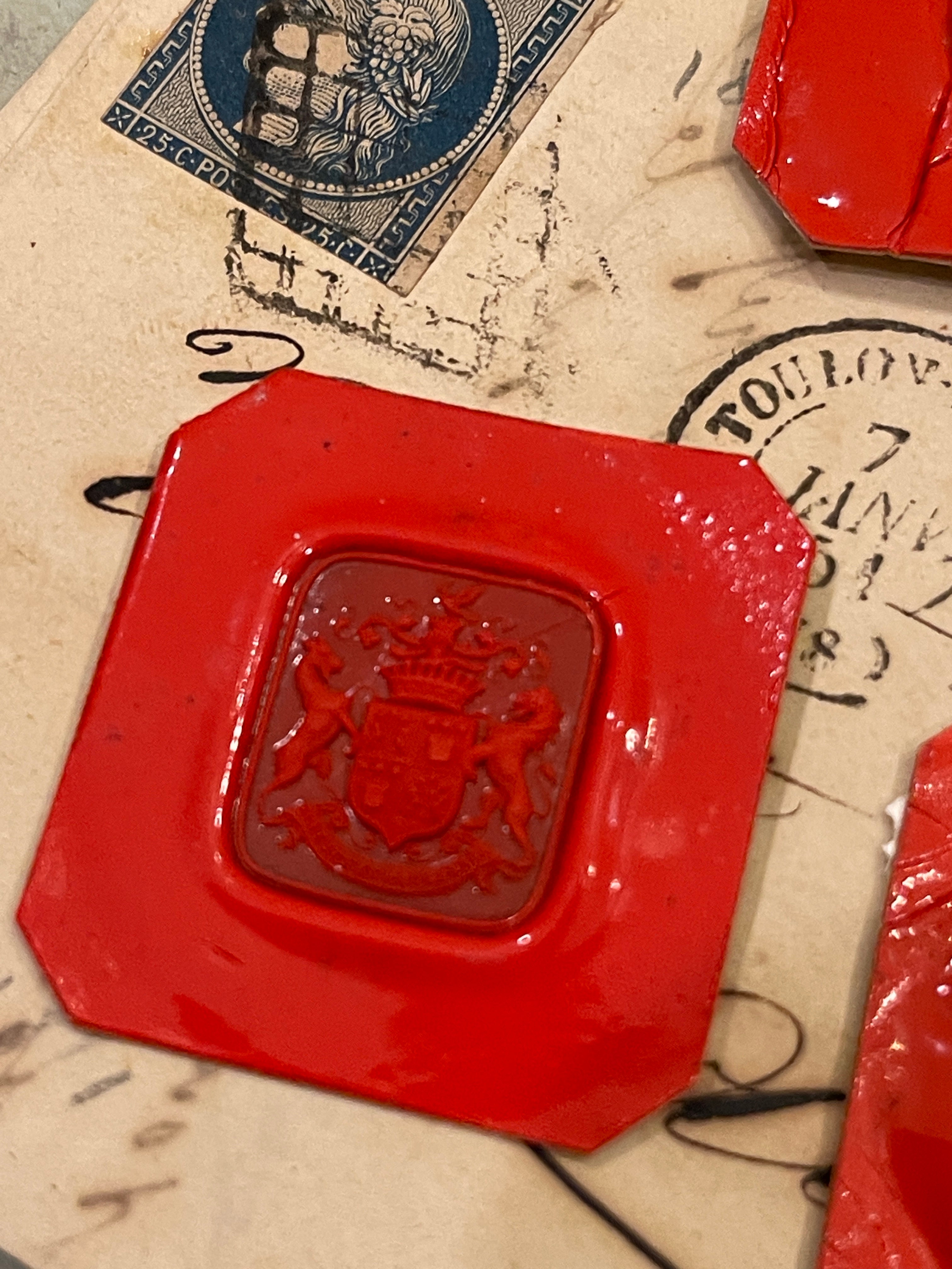 Rare Red Wax Seal Impressions - J