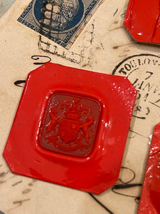 Rare Red Wax Seal Impressions - J