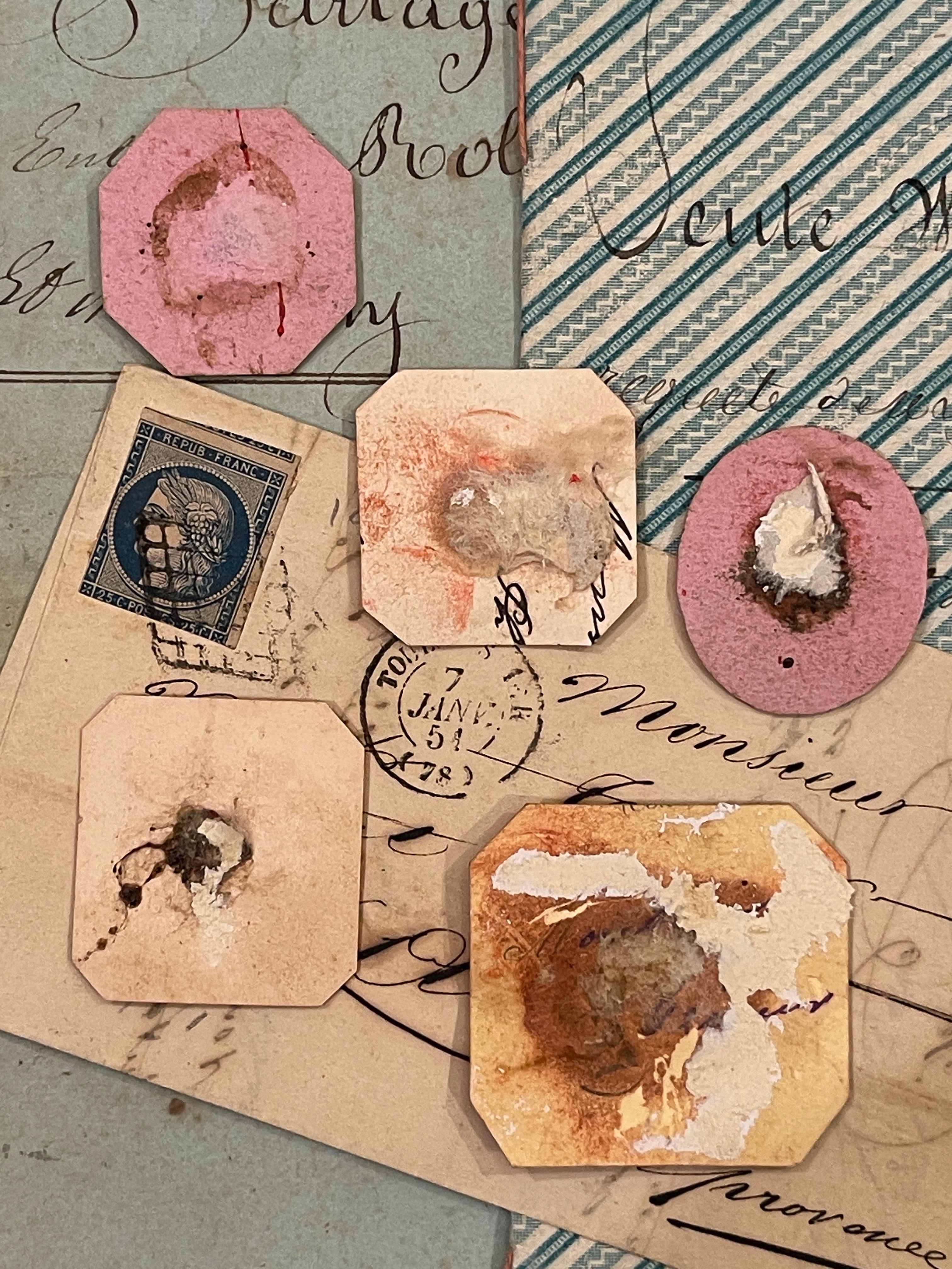 Rare Red Wax Seal Impressions - J