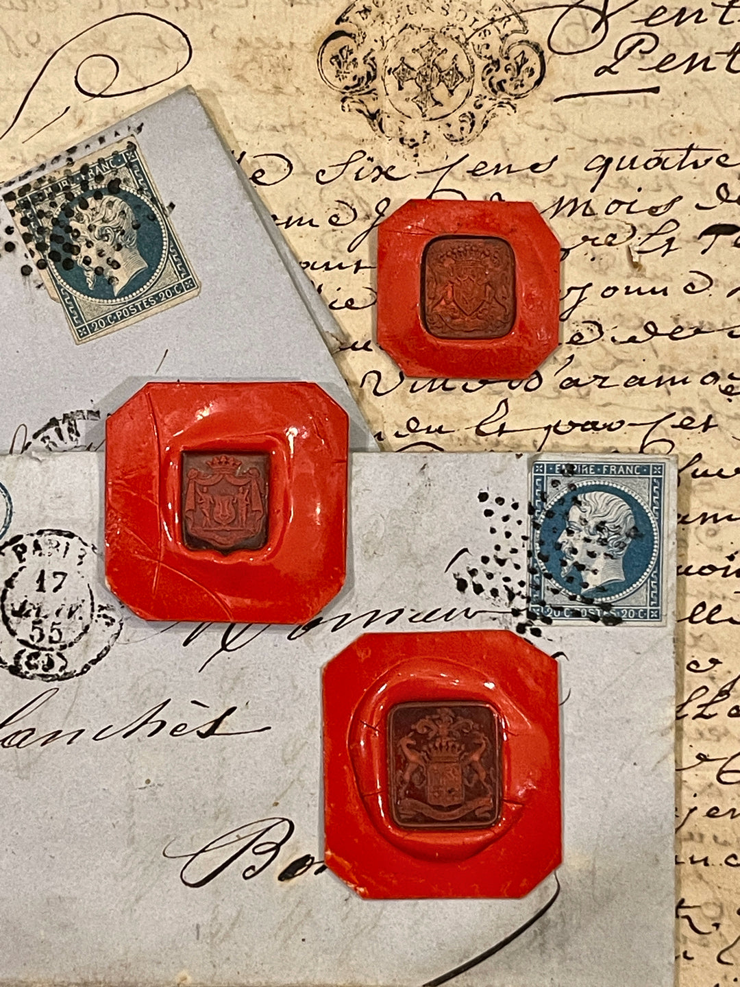 Rare Red Wax Seal Impressions - H