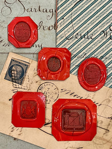 Rare Red Wax Seal Impressions - J