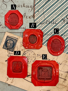 Rare Red Wax Seal Impressions - J