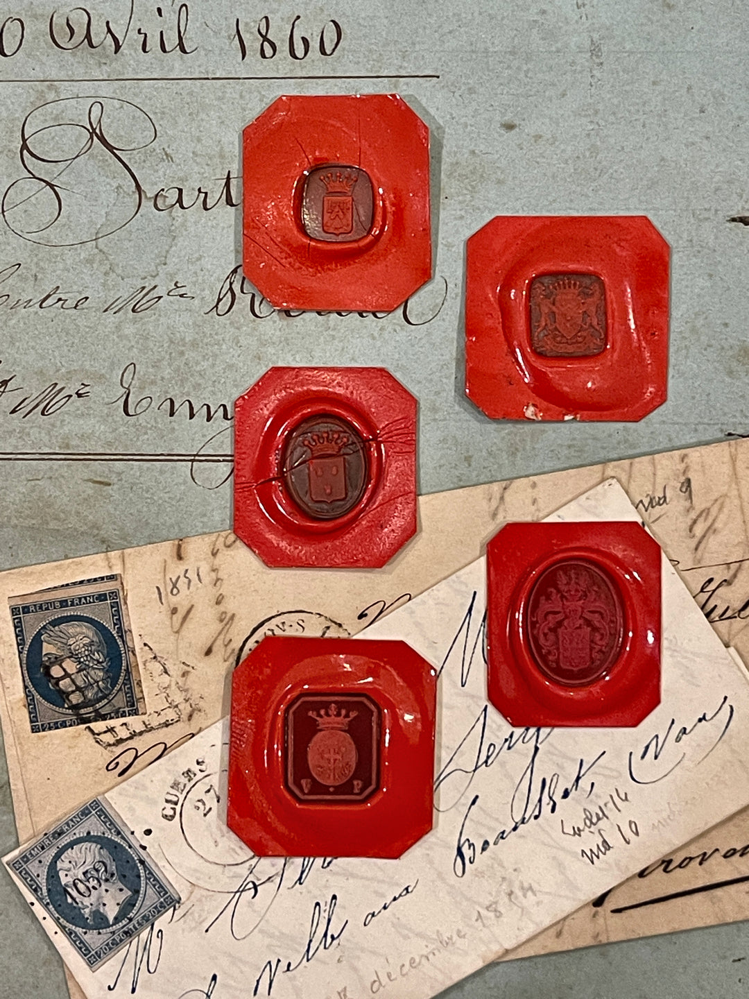 Rare Red Wax Seal Impressions - K