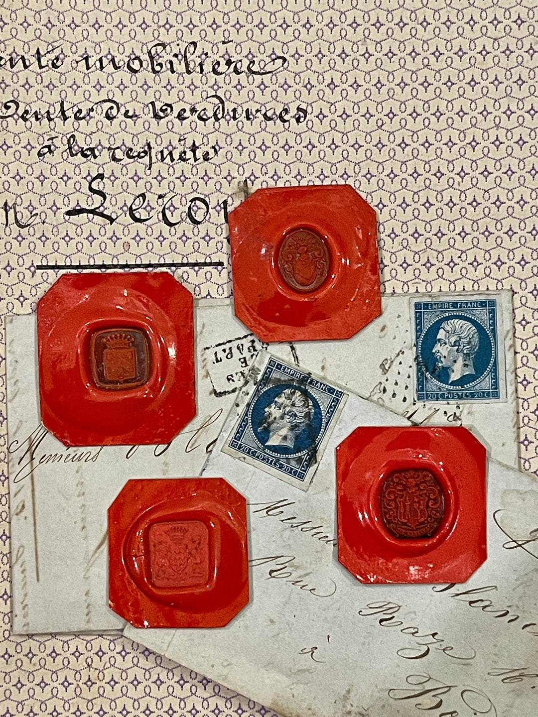 Rare Red Wax Seal Impressions - N