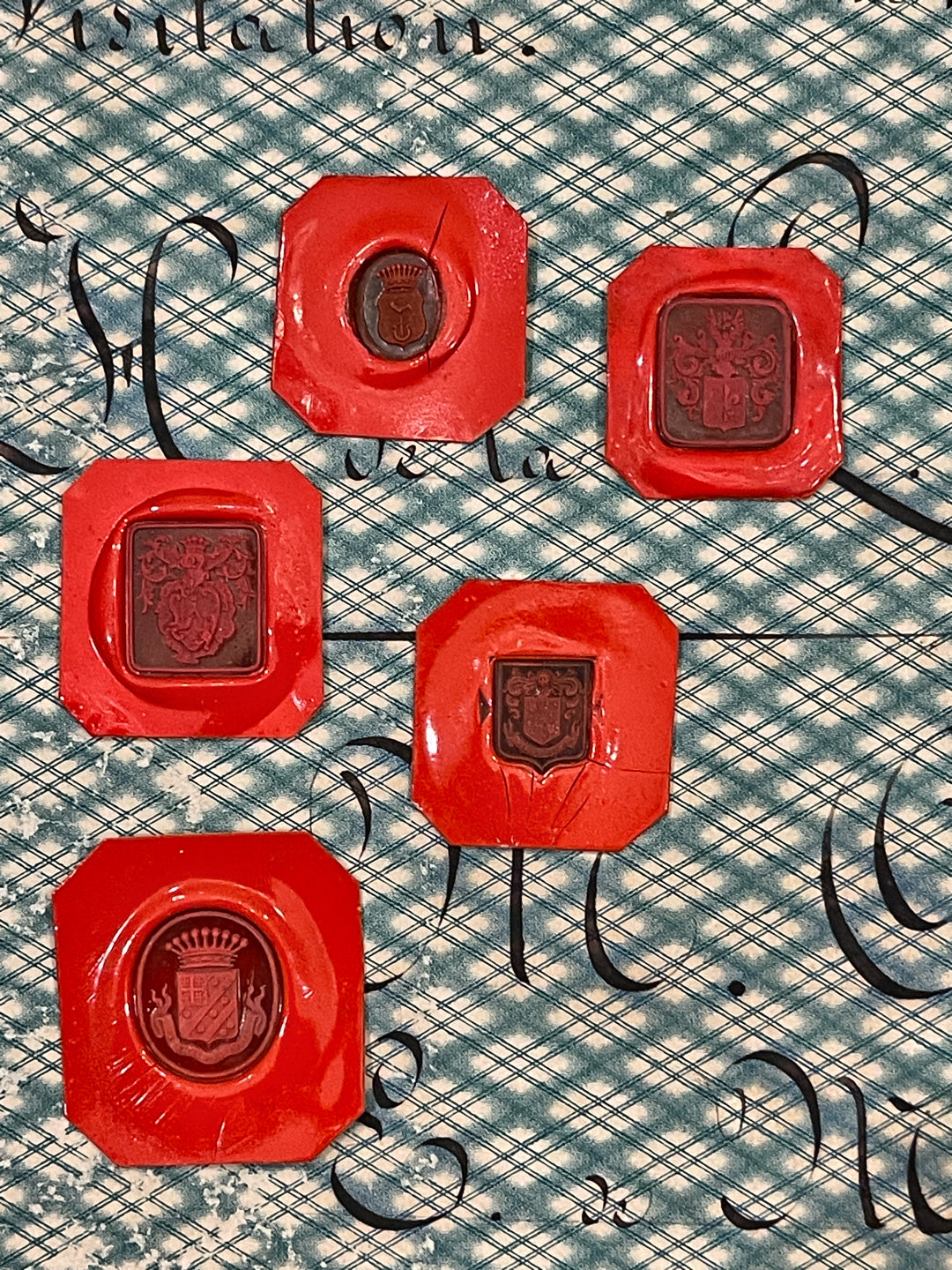 Rare Red Wax Seal Impressions - O