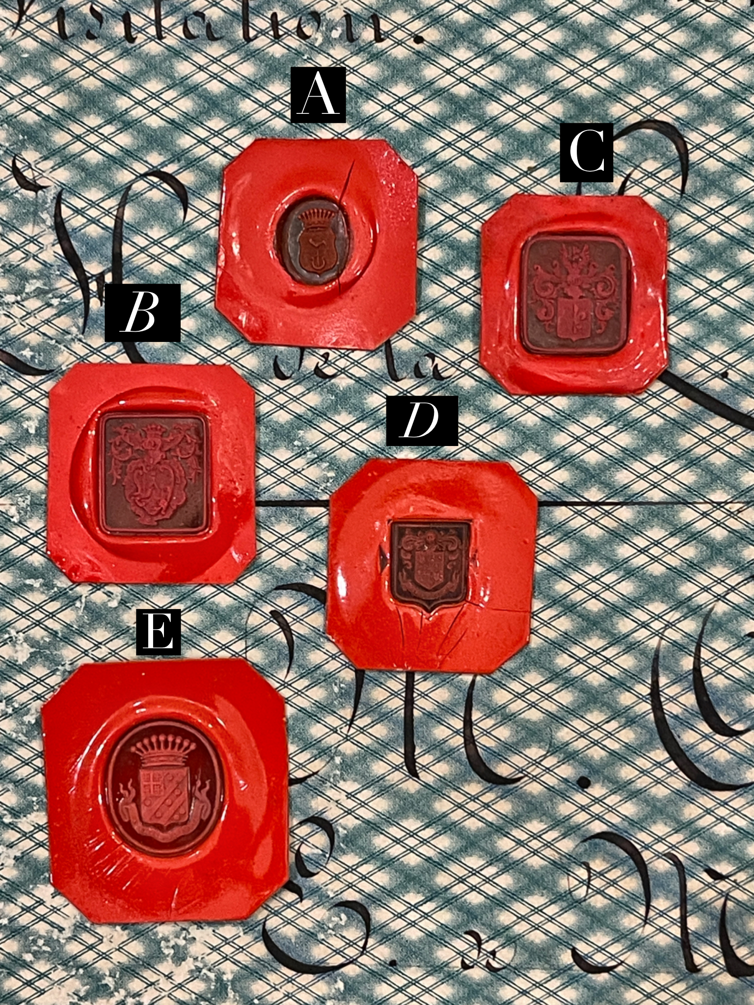 Rare Red Wax Seal Impressions - O
