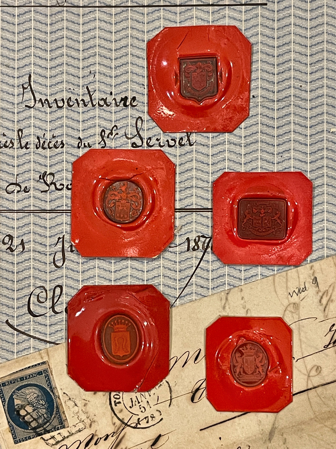 Rare Red Wax Seal Impressions - P