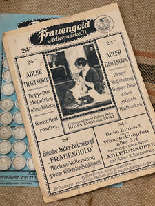 Antique Frauengold Linen Thread Button Cards