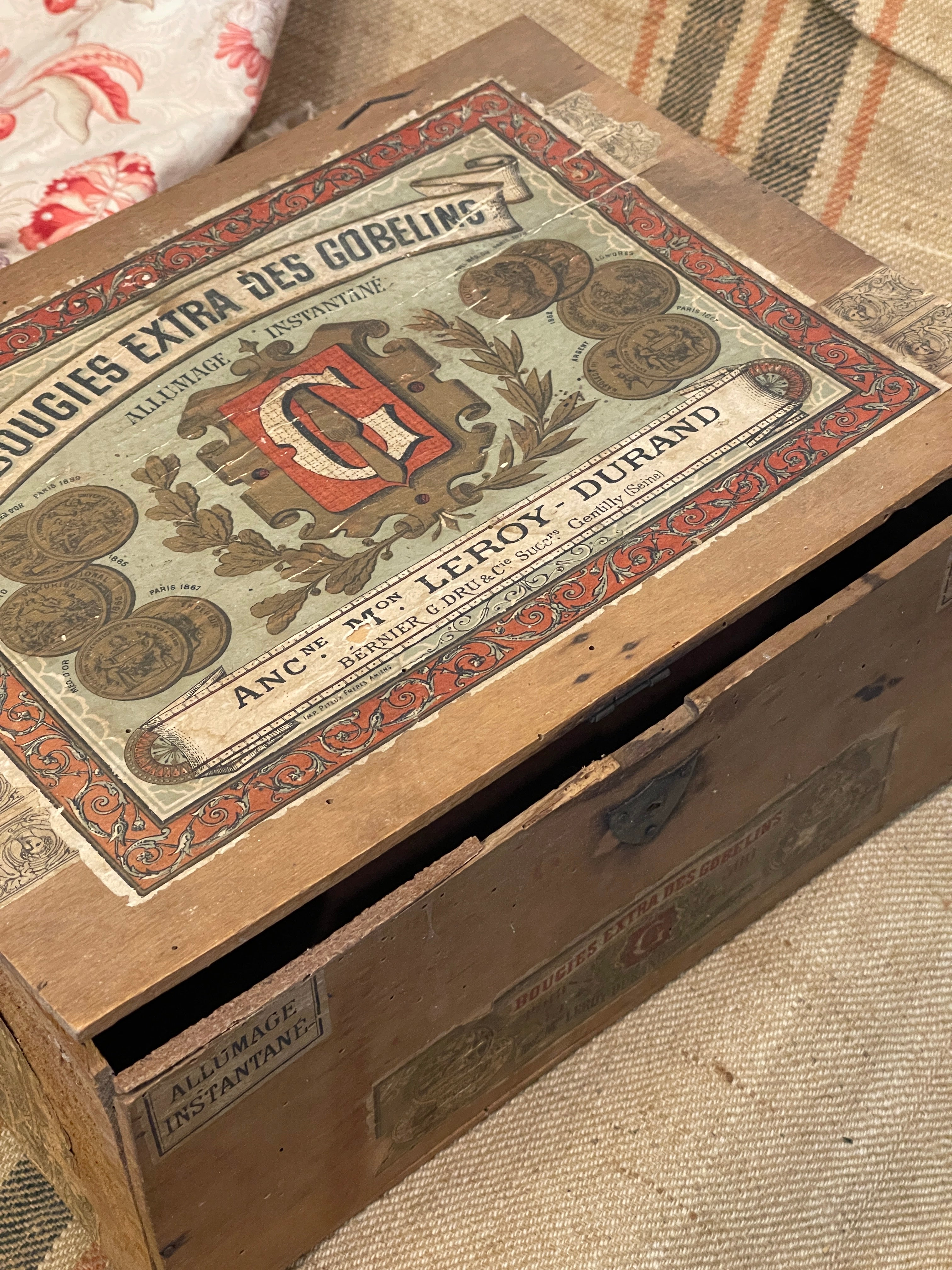 Pretty Large Antique French Candle Box