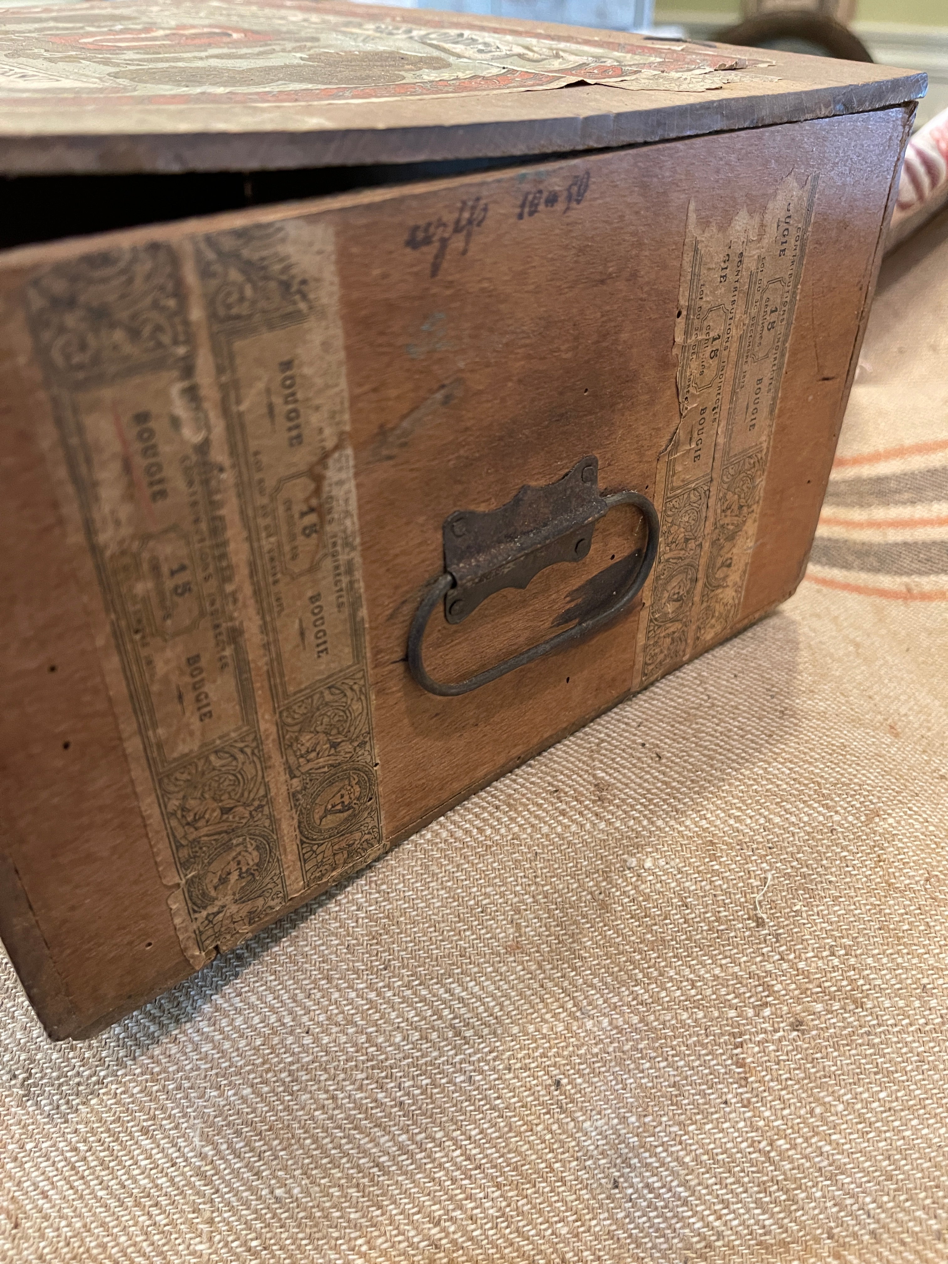 Pretty Large Antique French Candle Box