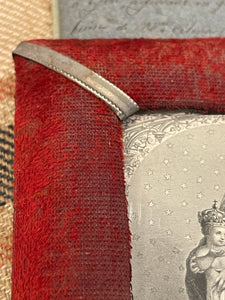1800's French Religious Icon in Red Velvet
