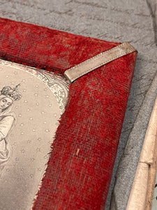1800's French Religious Icon in Red Velvet