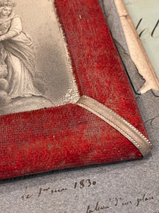 1800's French Religious Icon in Red Velvet