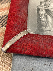 1800's French Religious Icon in Red Velvet