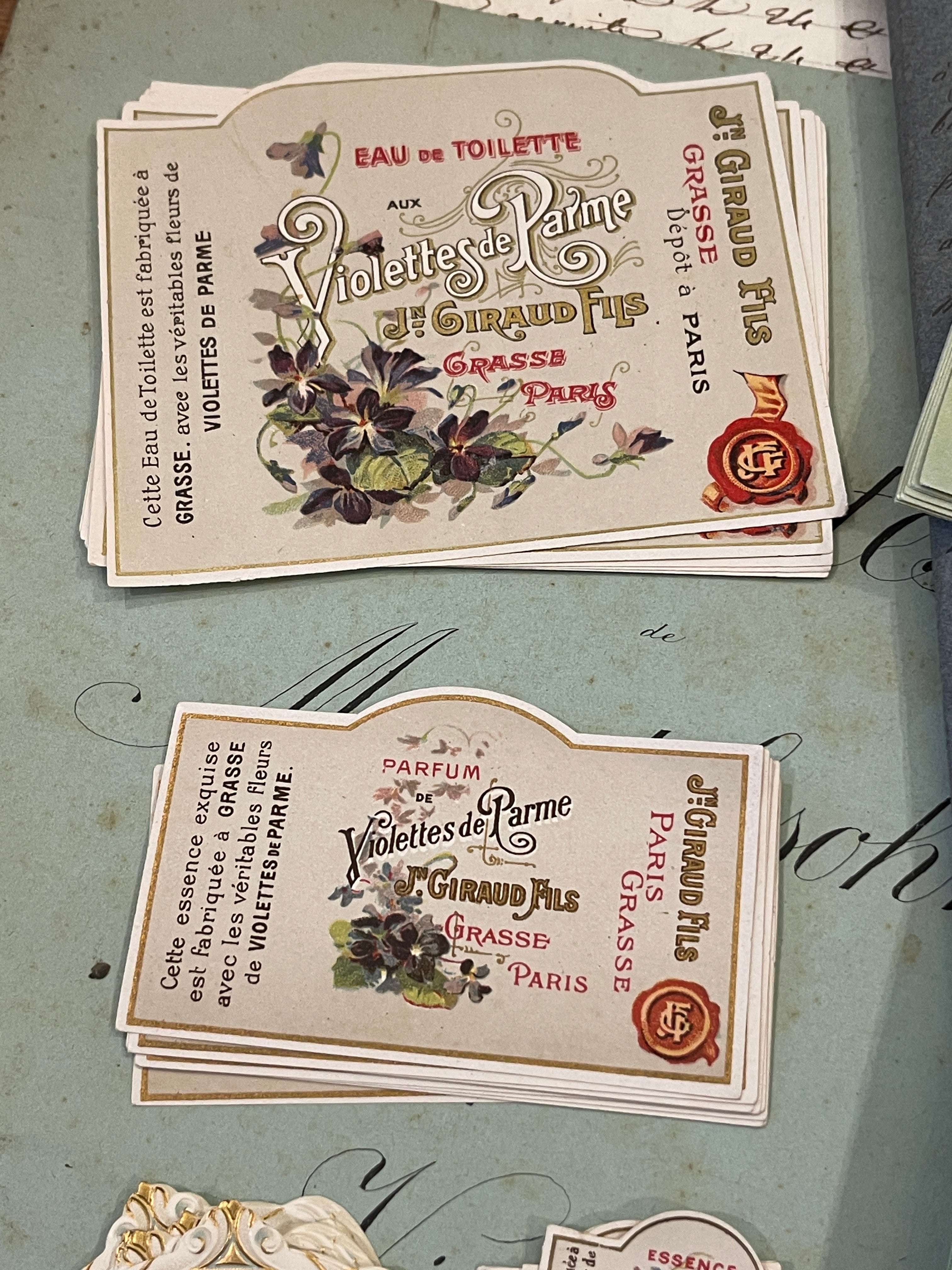 Antique Original French Perfume and Soap Labels - J