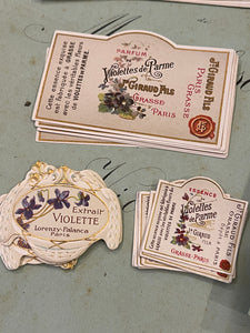 Antique Original French Perfume and Soap Labels - J