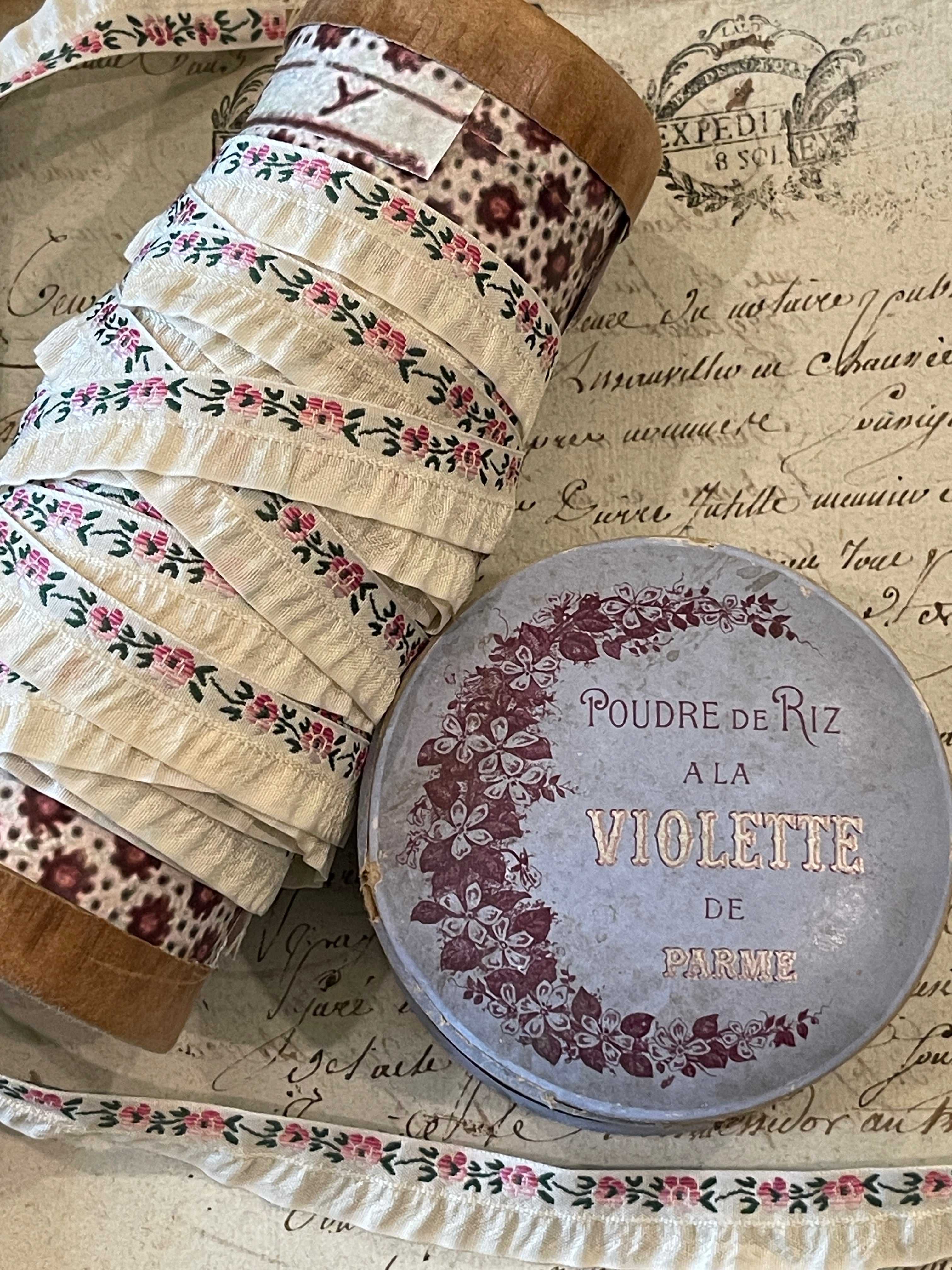 Antique French Floral Ribbon Trim