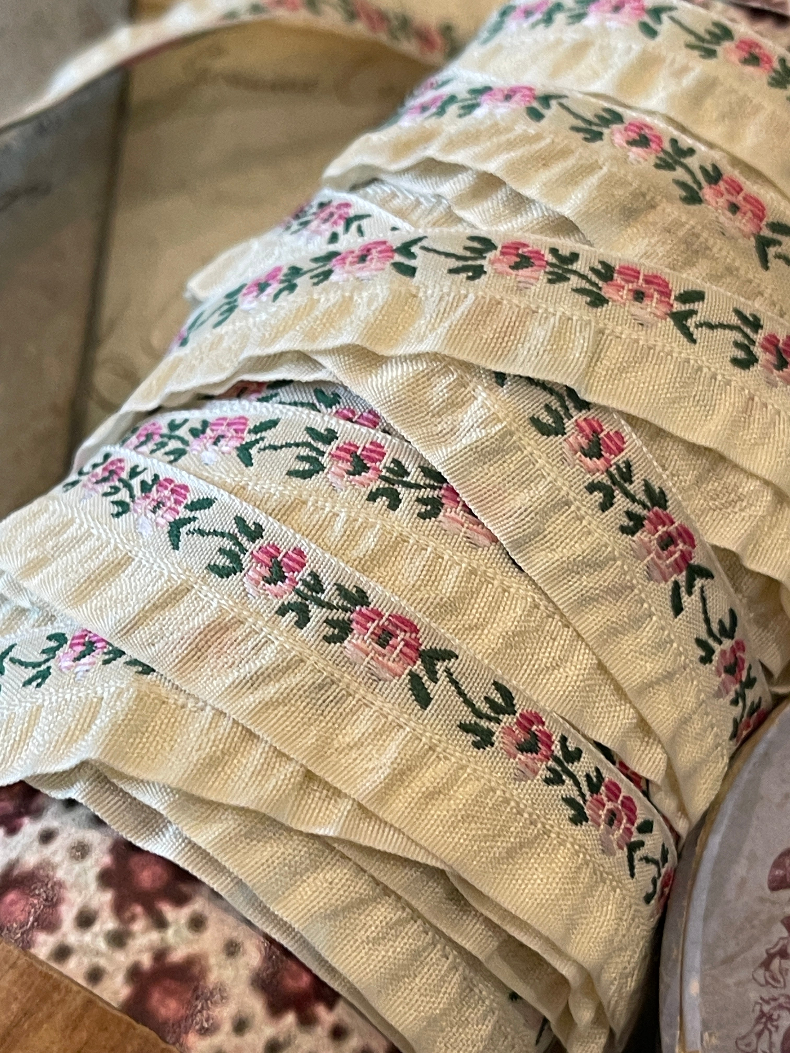 Antique French Floral Ribbon Trim