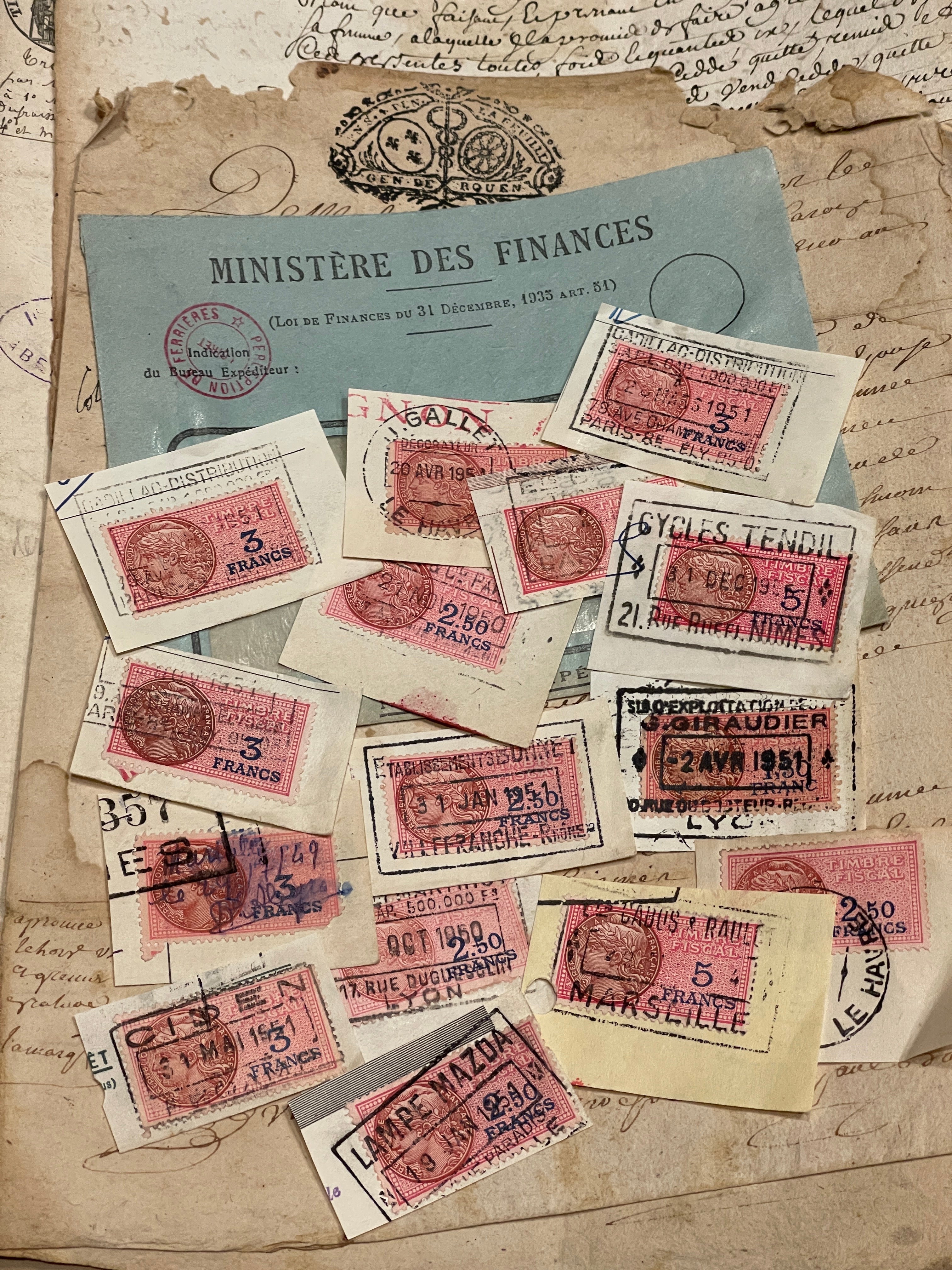 Antique French Envelope with Stamps