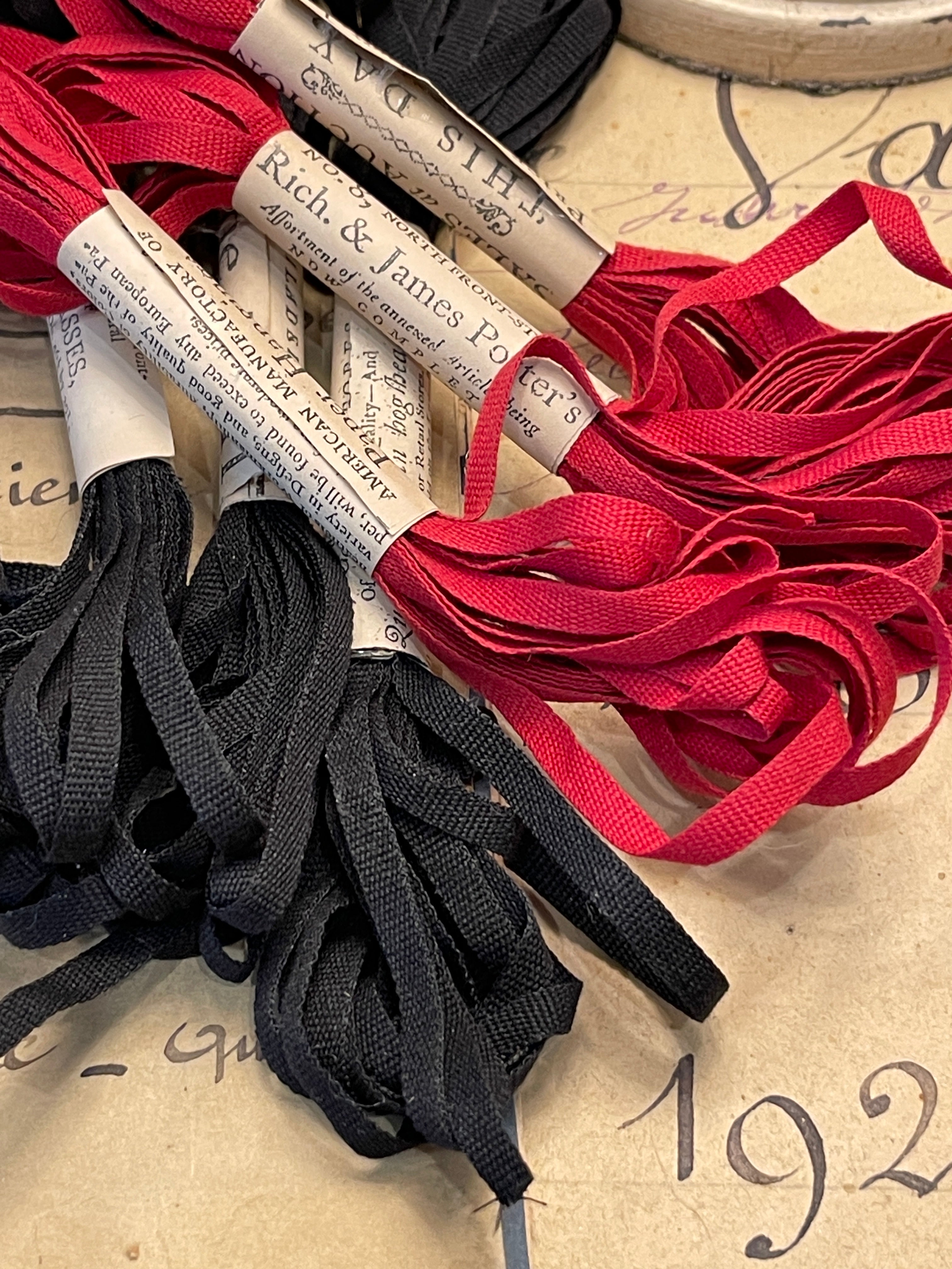 Red or Black 100% Cotton Italian Ribbons