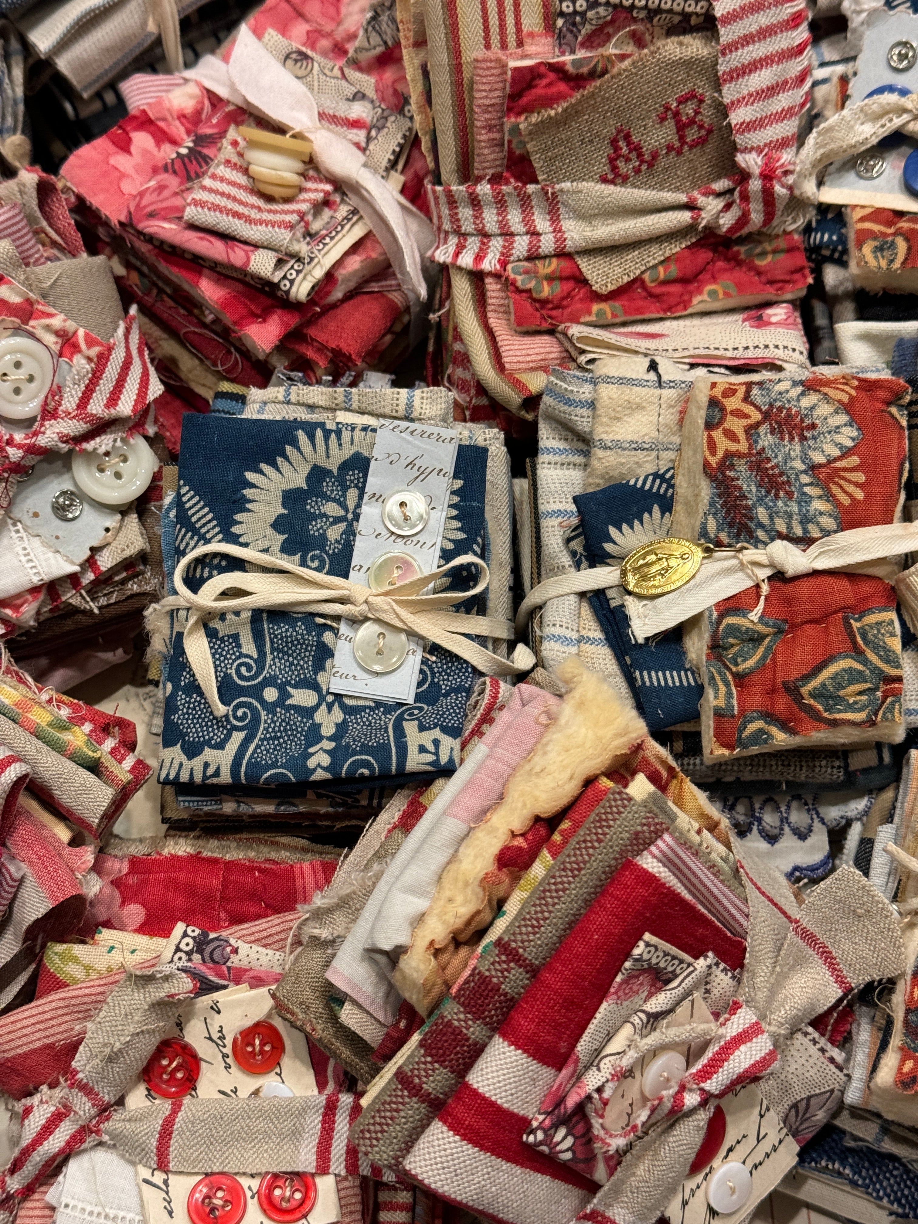 Antique French Red or Blue Scrap Bundles