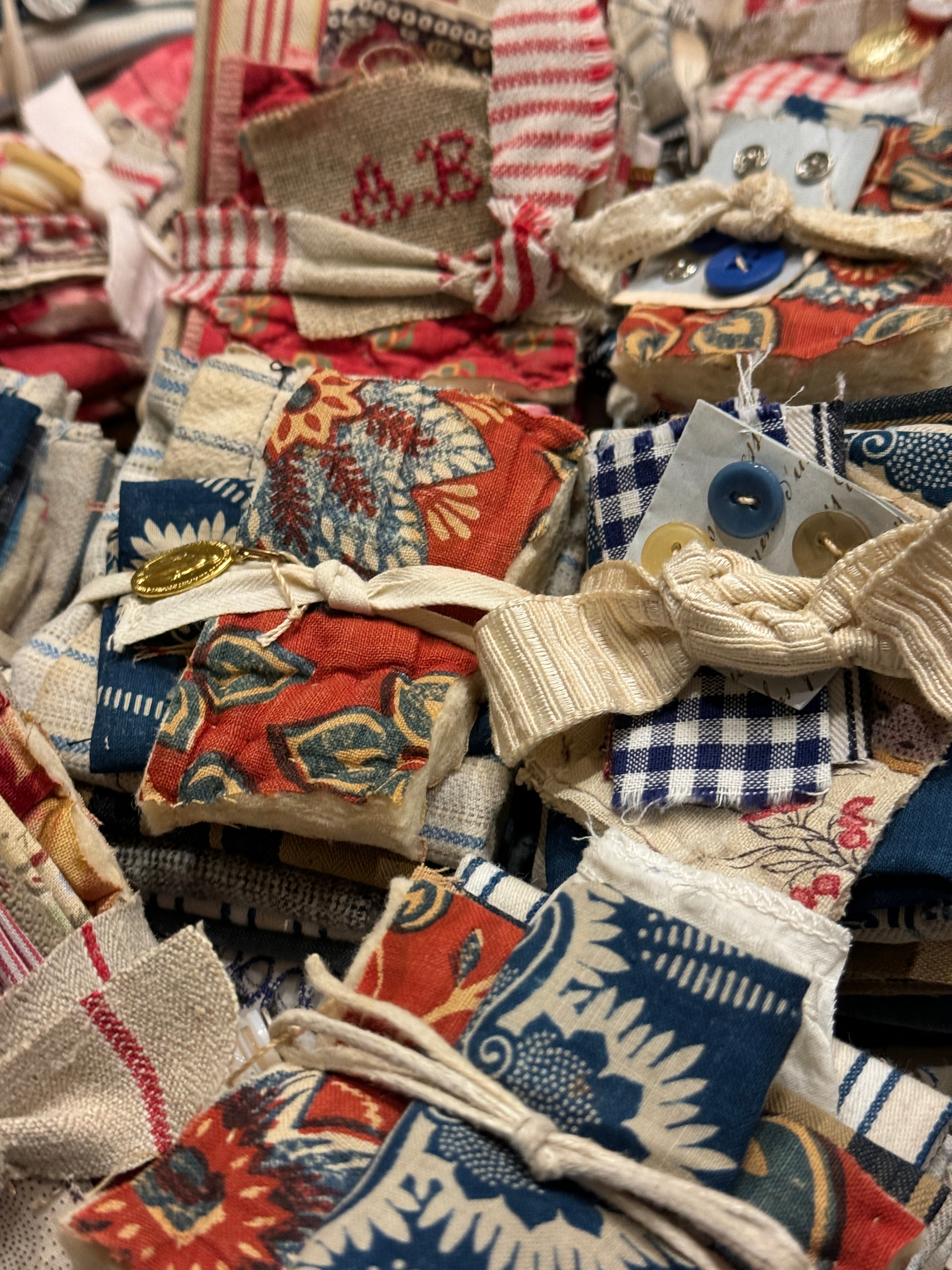 Antique French Red or Blue Scrap Bundles