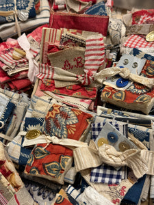 Antique French Red or Blue Scrap Bundles