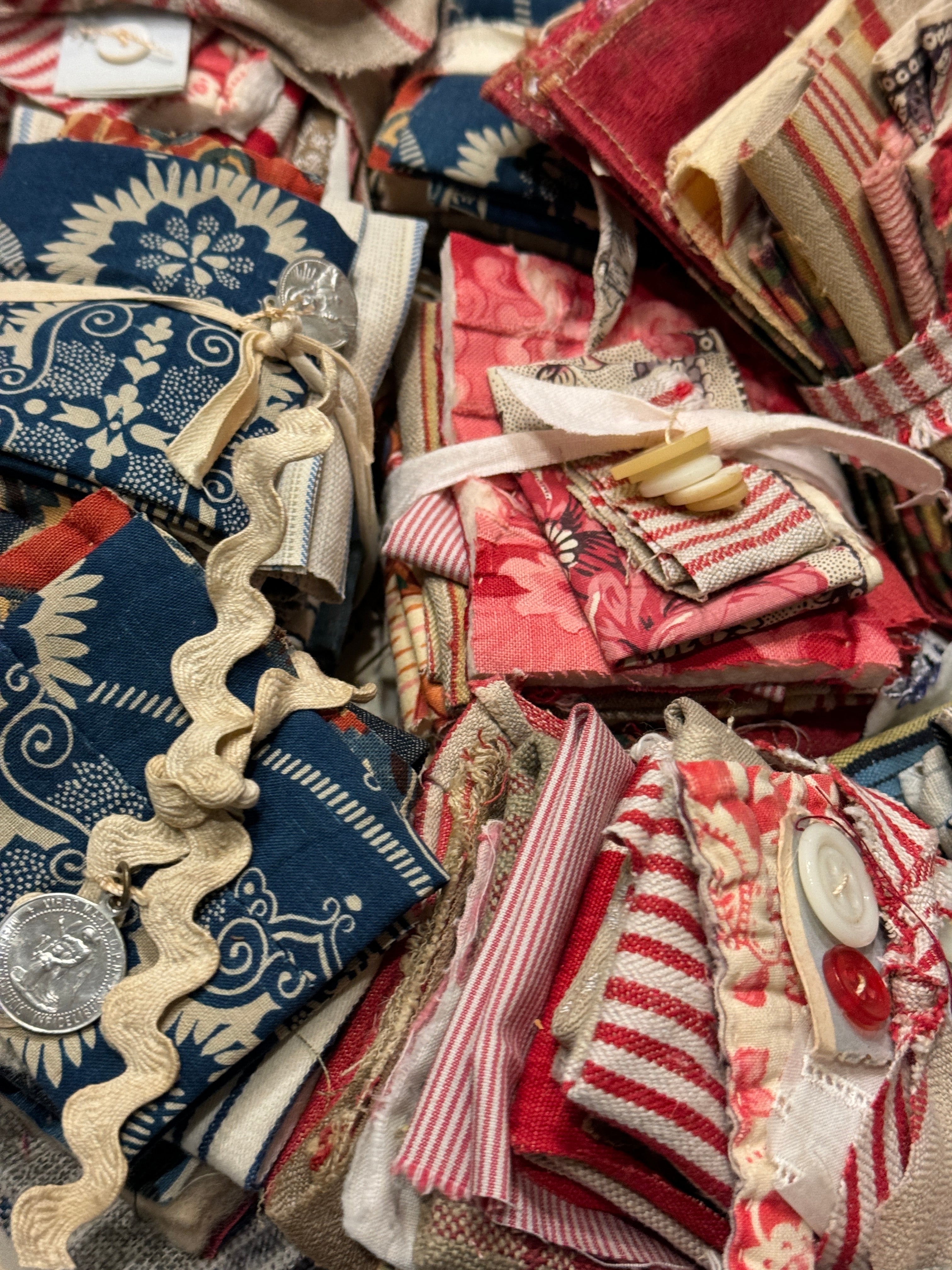 Antique French Red or Blue Scrap Bundles