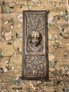 Antique Hand Carved French Wood Panel - A