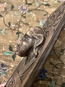 Antique Hand Carved French Wood Panel - A
