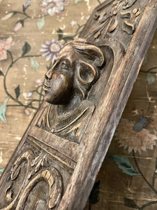 Antique Hand Carved French Wood Panel - B