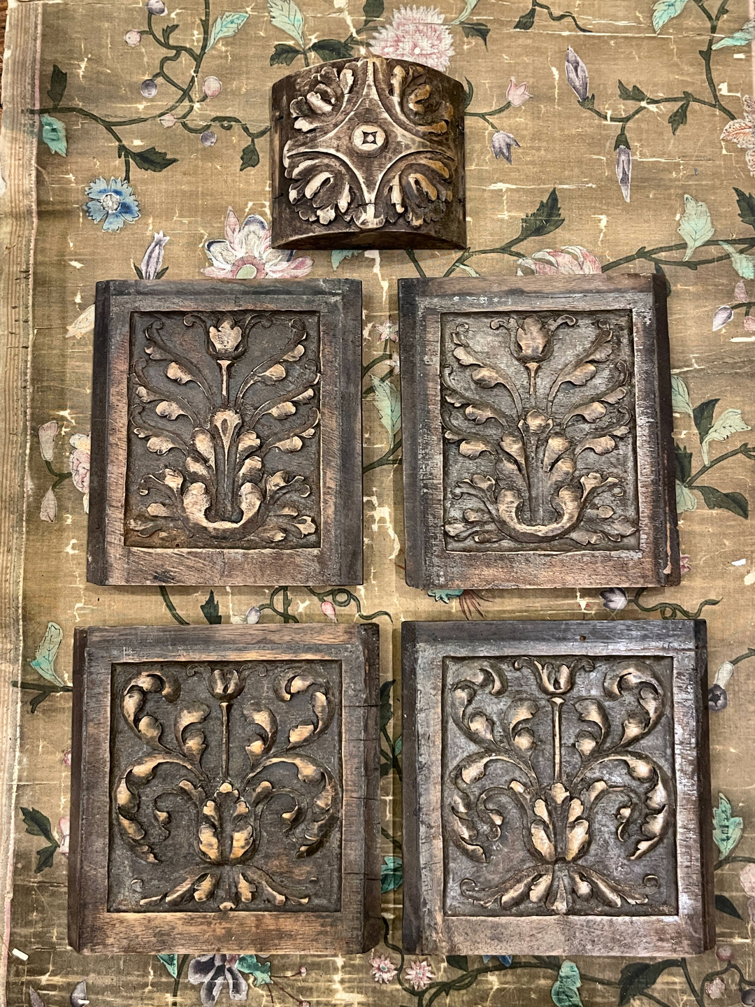 Antique Hand Carved French Wood Panels - E