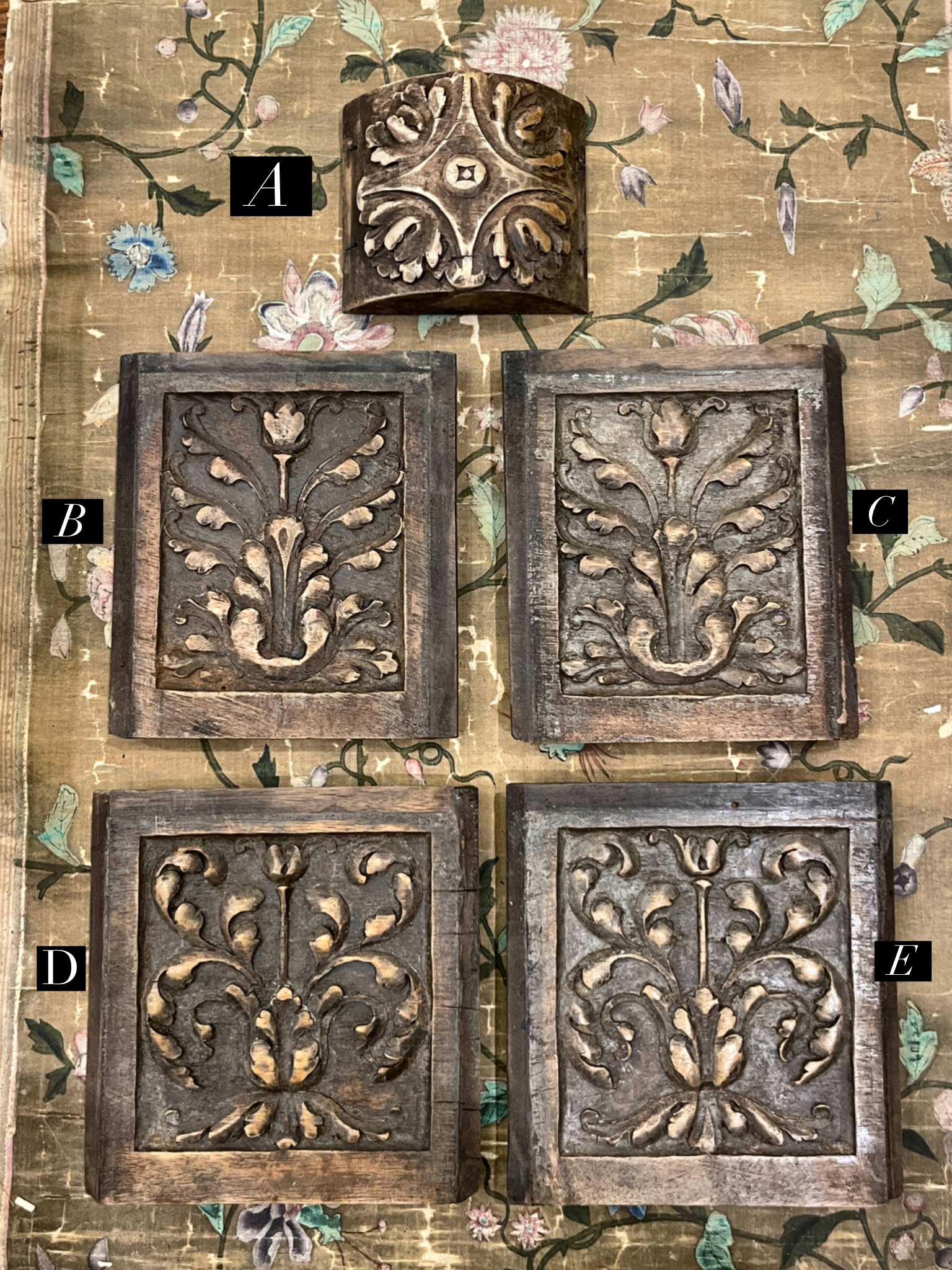 Antique Hand Carved French Wood Panels - E