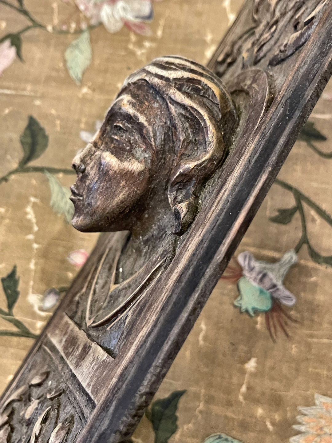Antique Hand Carved French Wood Panel - C
