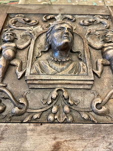 LARGE Antique Hand Carved French Wood Panel