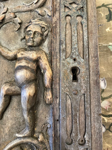 LARGE Antique Hand Carved French Wood Panel