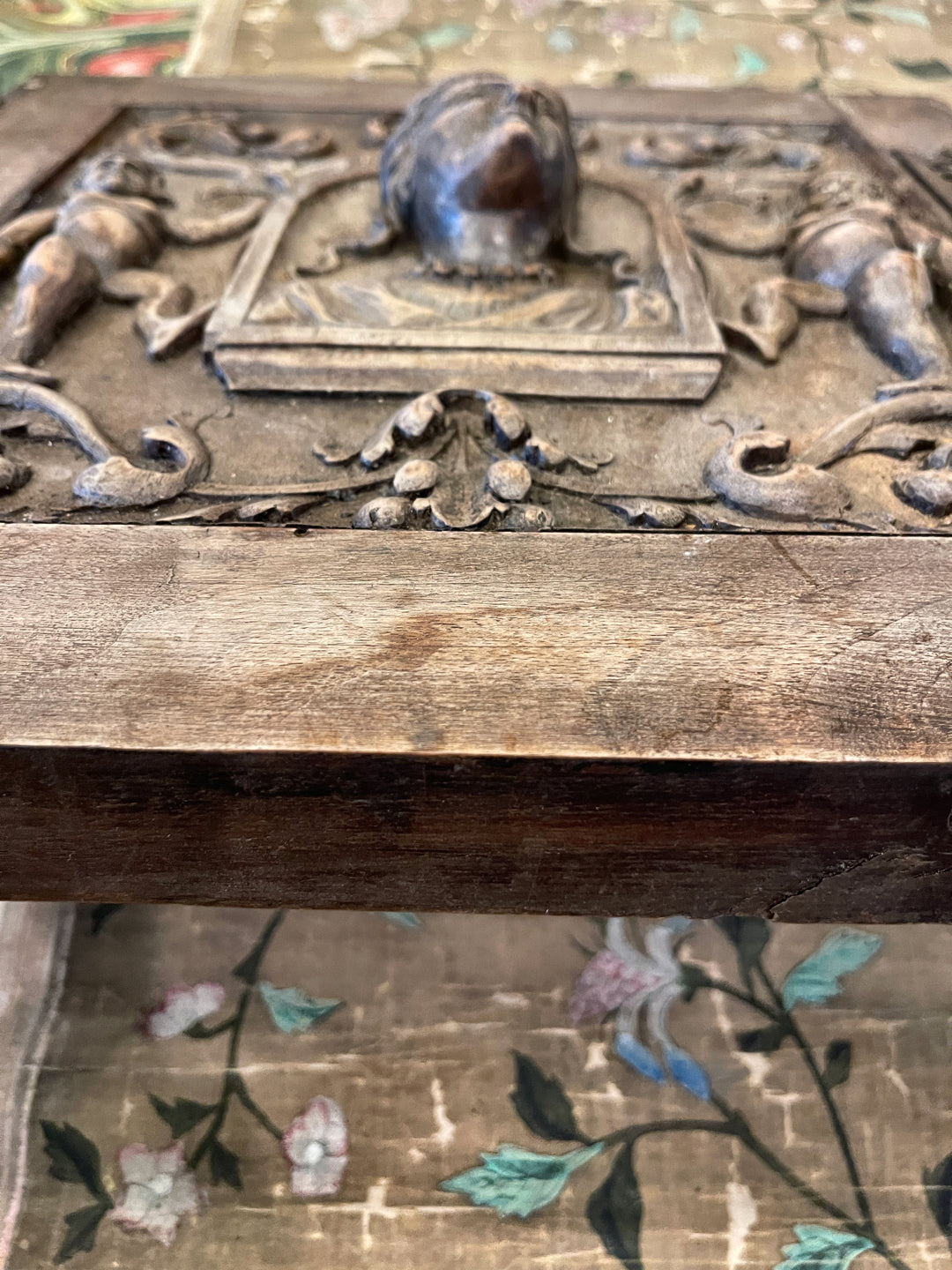 LARGE Antique Hand Carved French Wood Panel