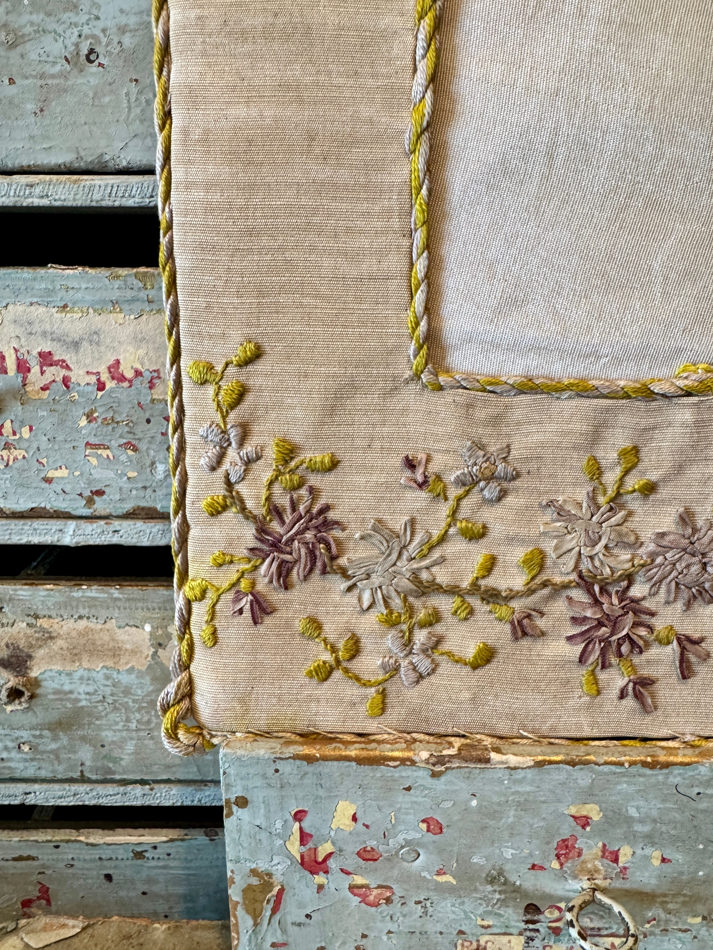 Antique French Silk Photo Frame