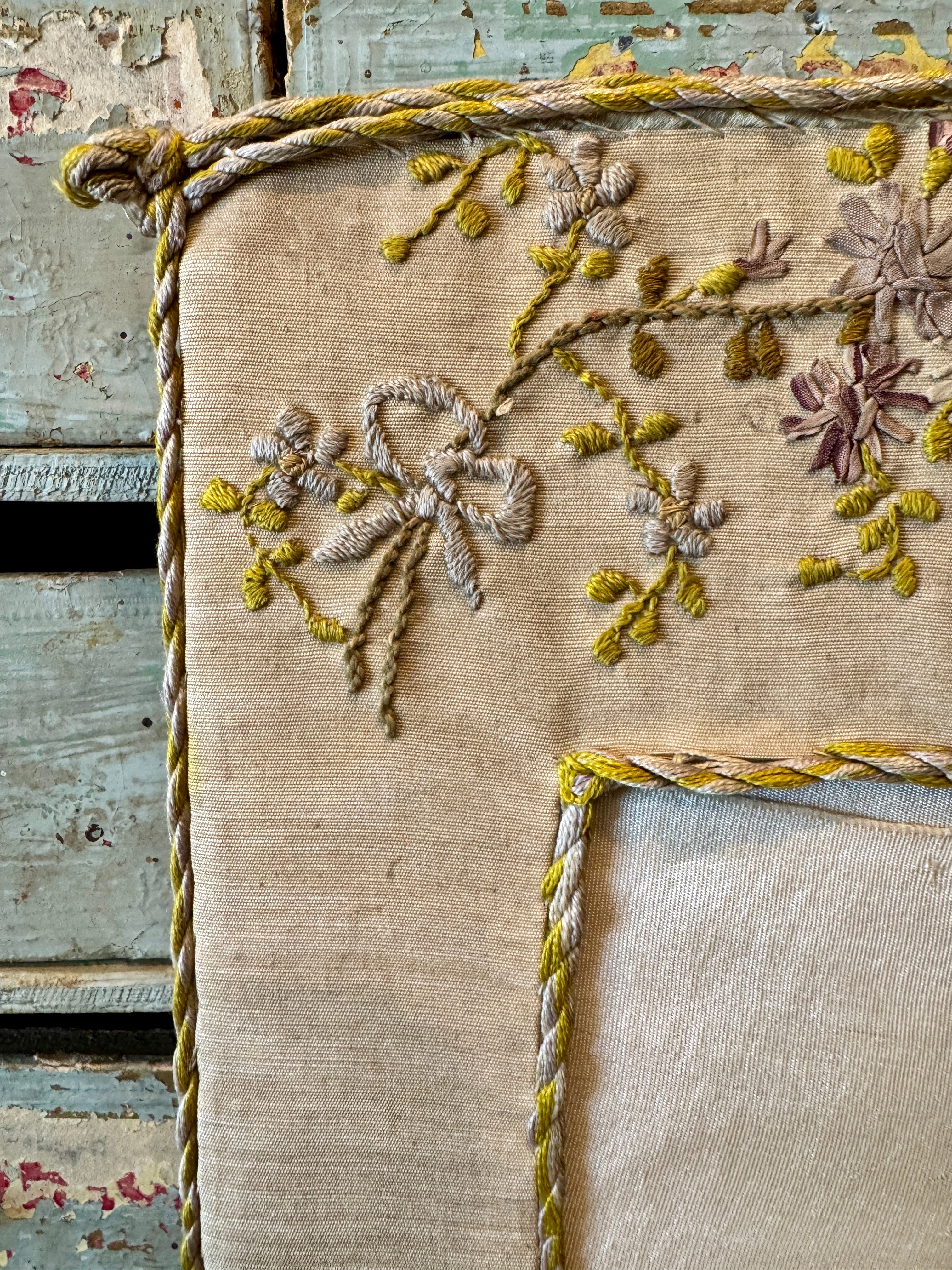 Antique French Silk Photo Frame