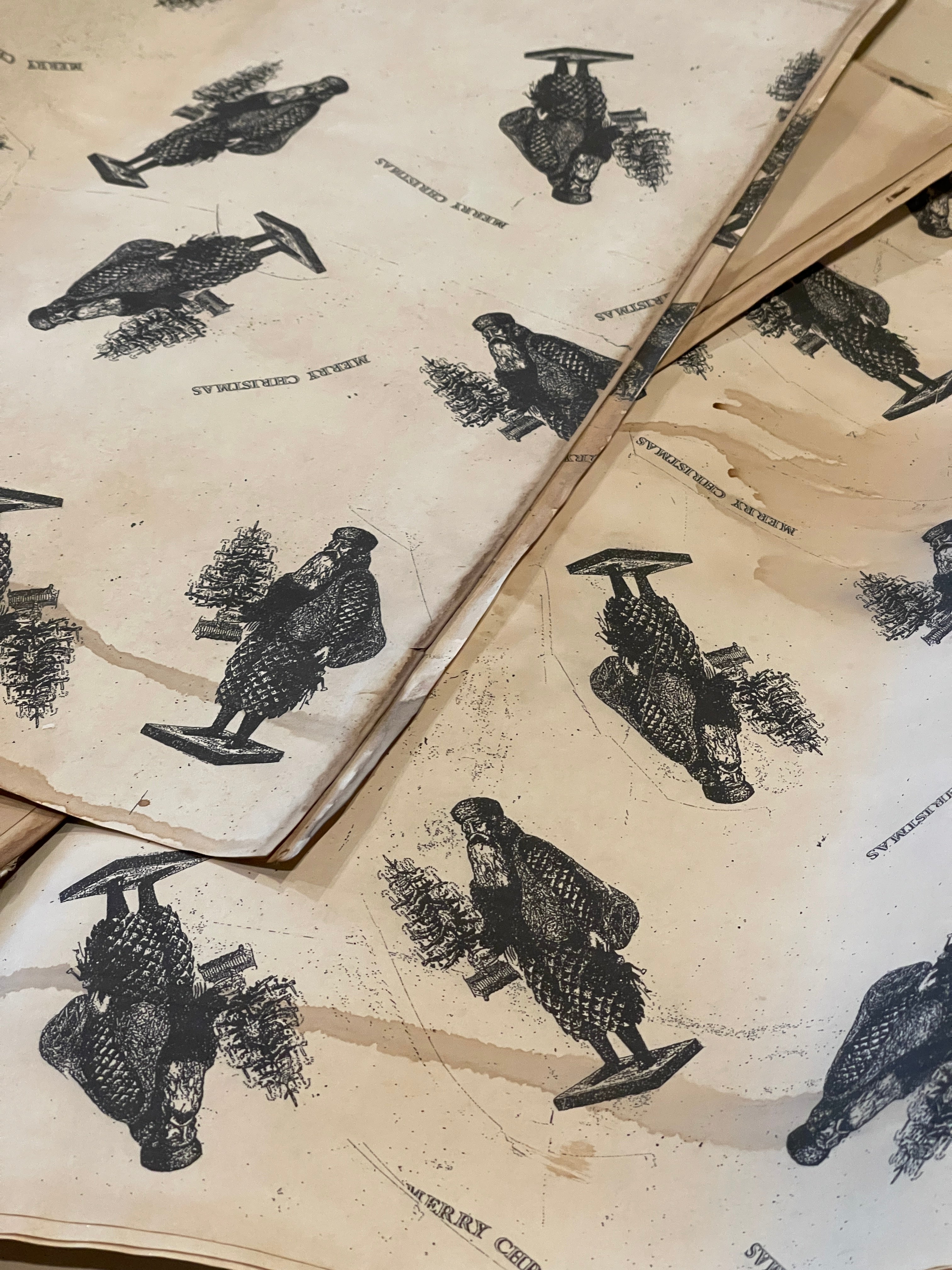 Pinecone Santa Wrapping Paper